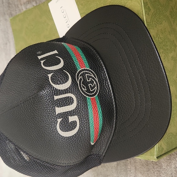Authentic New Gucci Leather Baseball Cap - Picture 6 of 8